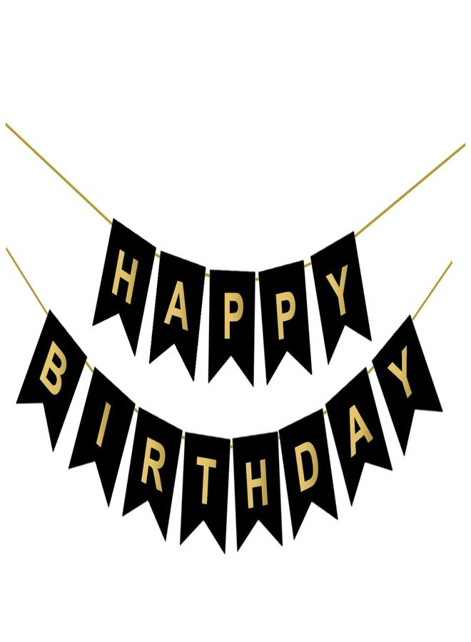 Flyloons Black Colour Happy Birthday Banner Decoration Kit for Boys Girls Kids Men Women | 13 Pcs Reusable Cardstock Happy Birthday Paper Banner